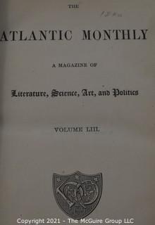 Two 19th c Vintage Bound Collections of Magazines; "The Atlantic Magazine" and "Peterson's"