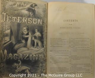 Two 19th c Vintage Bound Collections of Magazines; "The Atlantic Magazine" and "Peterson's"