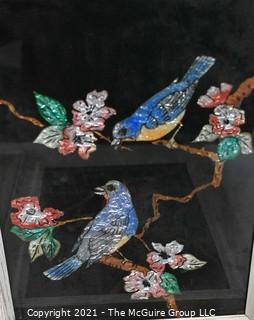 (4) Glass Mosaic Ornithological Works of Art  