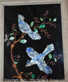 (4) Glass Mosaic Ornithological Works of Art  