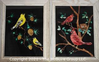 (4) Glass Mosaic Ornithological Works of Art  