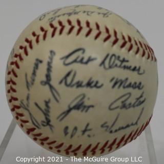 Baseball; Autographed: replica: by many of the mid 20th c stars; all believed to be signed with same pen, thus a souvenir 