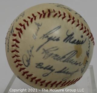 Baseball; Autographed: replica: by many of the mid 20th c stars; all believed to be signed with same pen, thus a souvenir 