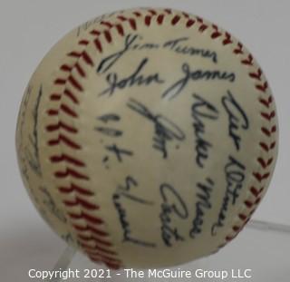 Baseball; Autographed: replica: by many of the mid 20th c stars; all believed to be signed with same pen, thus a souvenir 