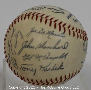 Baseball; Autographed: replica: by many of the mid 20th c stars; all believed to be signed with same pen, thus a souvenir 