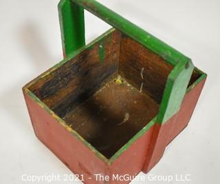 Painted Wood Garden Carrier; 9D x 11W x 8"T