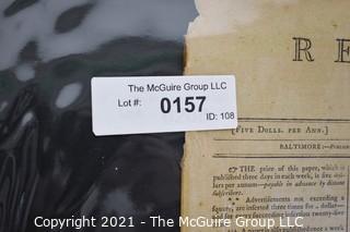 1803 "Republican; or, Anti-Democrat" Newspaper; published by Charles Prentiss, Baltimore