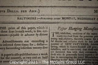 1803 "Republican; or, Anti-Democrat" Newspaper; published by Charles Prentiss, Baltimore