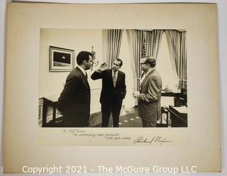 11 x 14" WH Black and White Photo of President Nixon, Clifford Evans and Ron Zeigler with inscription to Evans, signed.