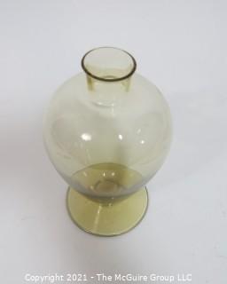 Hand Blown Amber Green Venetian Glass Vase.  Measures approximately 8" tall.