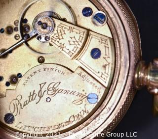 Size 18 - Hampden Watch Co - Pratt & Ganung, Litchfield, CT - Serial# 373015
Open 18k Gold Filled Case {Note: Description Altered 4-6-22 @7:41pm ET}