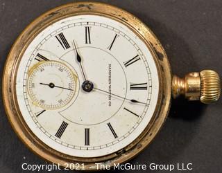 Size 18 - Hampden Watch Co., Springfield, MA - Serial# 347858 - 15J - Adjusted - 
Open Gold Plated Case
