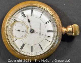 Size 18 - Hampden Watch Co., Springfield, MA - Serial# 347858 - 15J - Adjusted - 
Open Gold Plated Case
