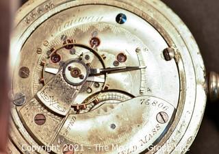 Size 18 - Hampden Watch Co. - Railway, Springfield, MA - Serial# 75806 - 15J - Adjusted - 
Hunting Silverine Case 