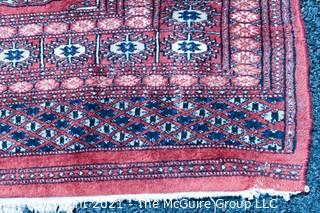 Hand Woven & Knotted Rug on Red Ground; 4' x 6'