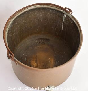 Large Copper Pot with Brass Feet; 16"T x 16" Diameter 