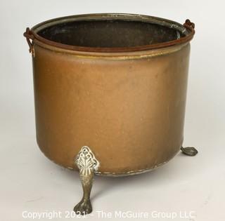 Large Copper Pot with Brass Feet; 16"T x 16" Diameter 