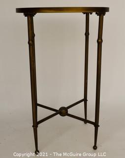 Tall Glass Top & Brass Table,  It measures approximately 17" diameter x 26"T