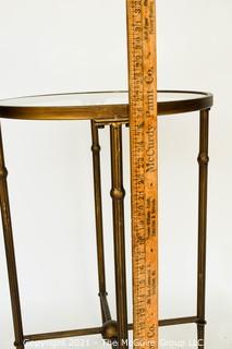 Tall Glass Top & Brass Table,  It measures approximately 17" diameter x 26"T