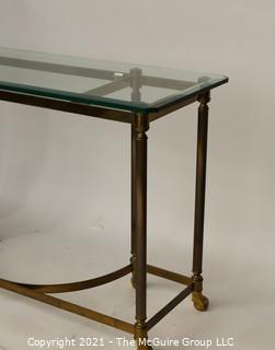 Brass and Glass Console Table; 42"W x 27"T