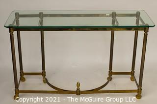 Brass and Glass Console Table; 42"W x 27"T