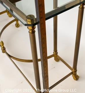 Brass and Glass Console Table; 42"W x 27"T