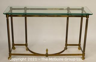 Brass and Glass Console Table; 42"W x 27"T