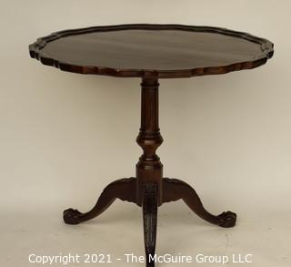 Round Mahogany Pedestal Occasional Table with Pie Crust Top; 34" diameter x 30" T 