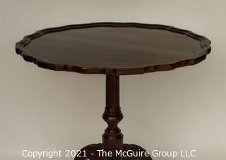 Round Mahogany Pedestal Occasional Table with Pie Crust Top; 34" diameter x 30" T 