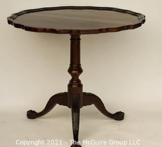 Round Mahogany Pedestal Occasional Table with Pie Crust Top; 34" diameter x 30" T 