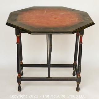 Antique Octagonal Gateleg Occasional Table with Painted Top; 28"T x 30"W when open. 