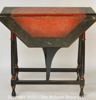 Antique Octagonal Gateleg Occasional Table with Painted Top; 28"T x 30"W when open. 