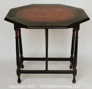 Antique Octagonal Gateleg Occasional Table with Painted Top; 28"T x 30"W when open. 