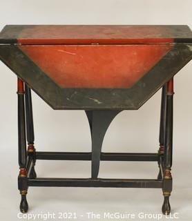 Antique Octagonal Gateleg Occasional Table with Painted Top; 28"T x 30"W when open. 