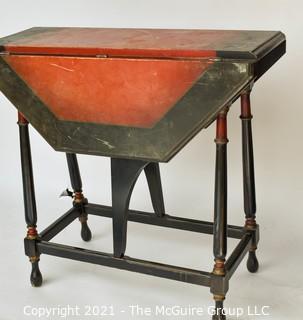 Antique Octagonal Gateleg Occasional Table with Painted Top; 28"T x 30"W when open. 