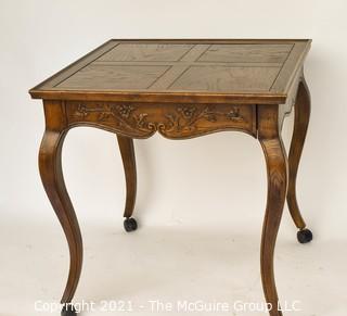 Vintage Henredon Country French Square Walnut Side Accent Table.  Measures approximately 28ʺW × 28ʺD × 26ʺH  . 