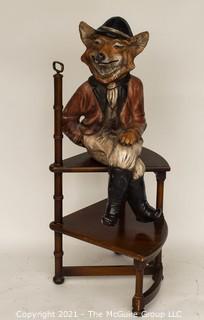 Large Fox Figurine Statue on Set of Spiral Library Stairs; 33" tall