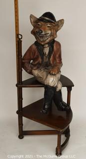 Large Fox Figurine Statue on Set of Spiral Library Stairs; 33" tall