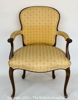 Yellow Upholstered French Provincial  Arm Chair