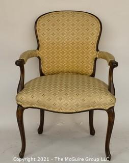 Yellow Upholstered French Provincial  Arm Chair