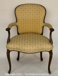 Yellow Upholstered French Provincial  Arm Chair