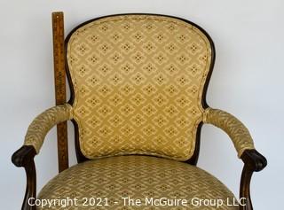 Yellow Upholstered French Provincial  Arm Chair