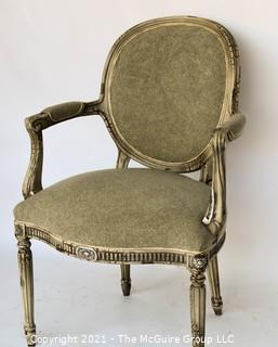 Adams Upholstered Arm Chair by Hickory Chair Furniture in Rustic Silver. 