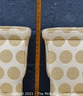 Set of 4  Dining Side Chairs, Upholstered in Asian Style Fabric. 