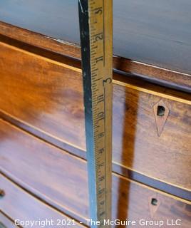 Victorian Veneered Walnut Bow Front Chest Of Drawers with Brass Hardware; 38" tall x  21" deep x 41" wide