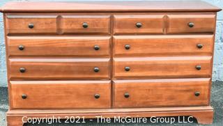 Cherry Wood Vaughan Bassett Furniture Ten Drawer Dresser.  Measures approximately 56"W x 34"T