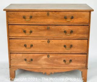 Antique Georgian Style Walnut Four Drawer Chest of Drawers; 39"W x 35"T