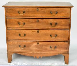 Antique Georgian Style Walnut Four Drawer Chest of Drawers; 39"W x 35"T