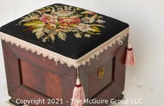 Ottoman Chest with Hinged Needlepoint Lid; 17" square. 