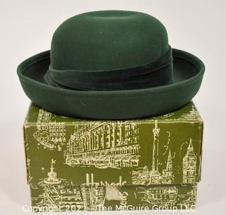 Green Wool Woman's Burberrys Hat in Harrods of London Box. 